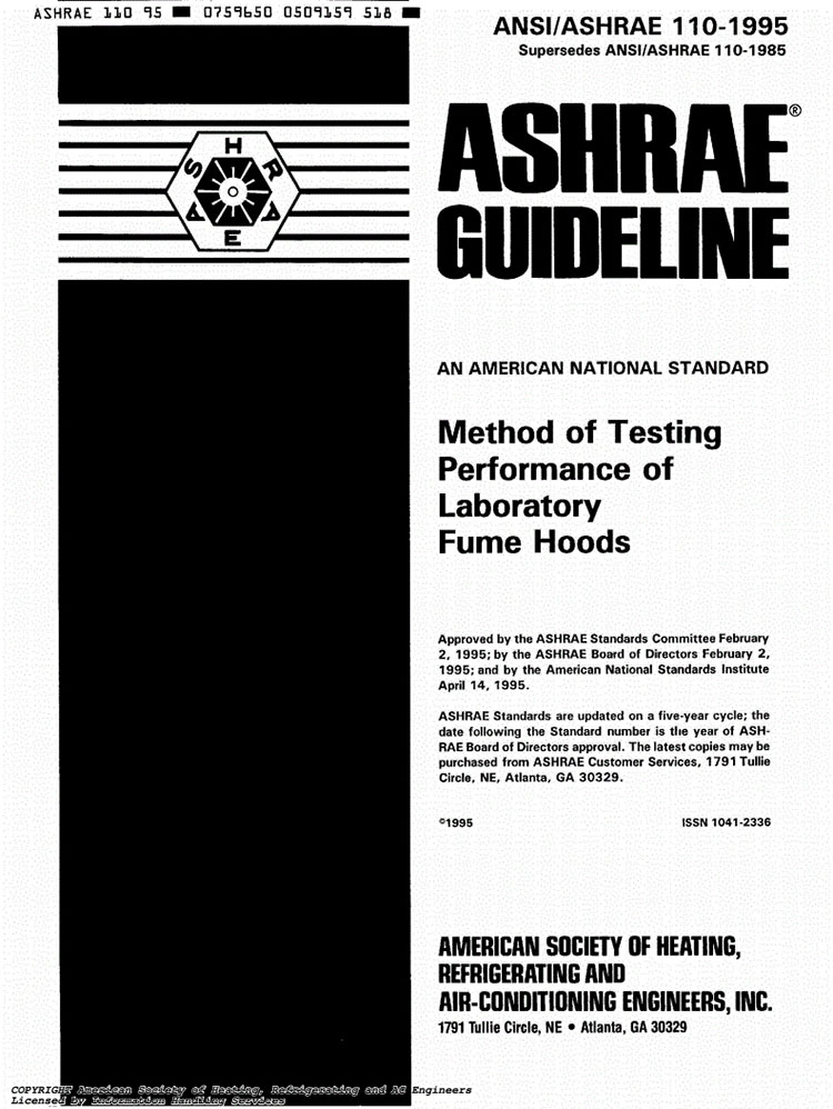 ASHRAE 110-1995通風(fēng)柜標準